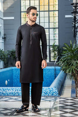 EG -1455 | Semi-Stitched Summer Black & Blue Series Eid Gala By Riwaj Men Swear