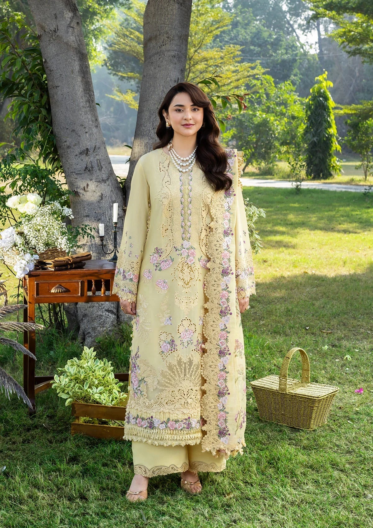 3-PC Unstitched Embroidered Luxury Lawn By Elaf Premium | ELY-5