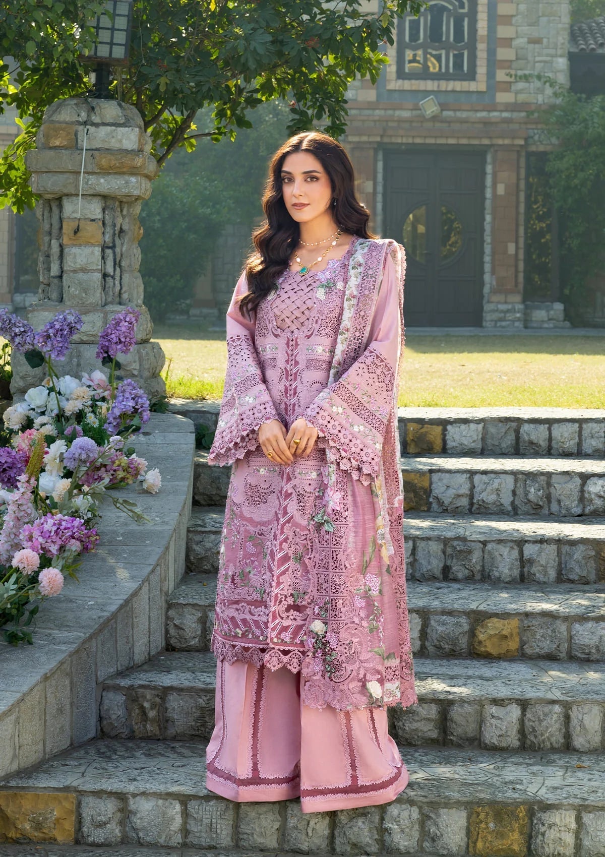 3-PC Unstitched Embroidered Luxury Lawn By Elaf Premium | ELY-09