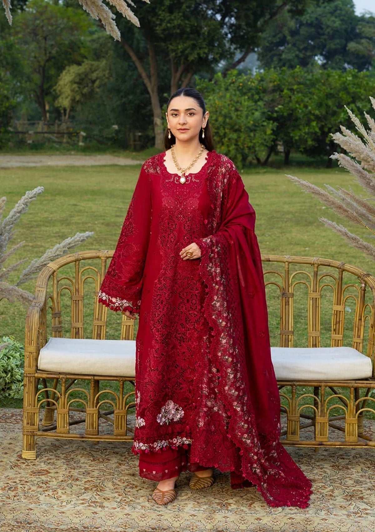 3-PC Unstitched Embroidered Luxury Lawn By Elaf Premium | ELY-10