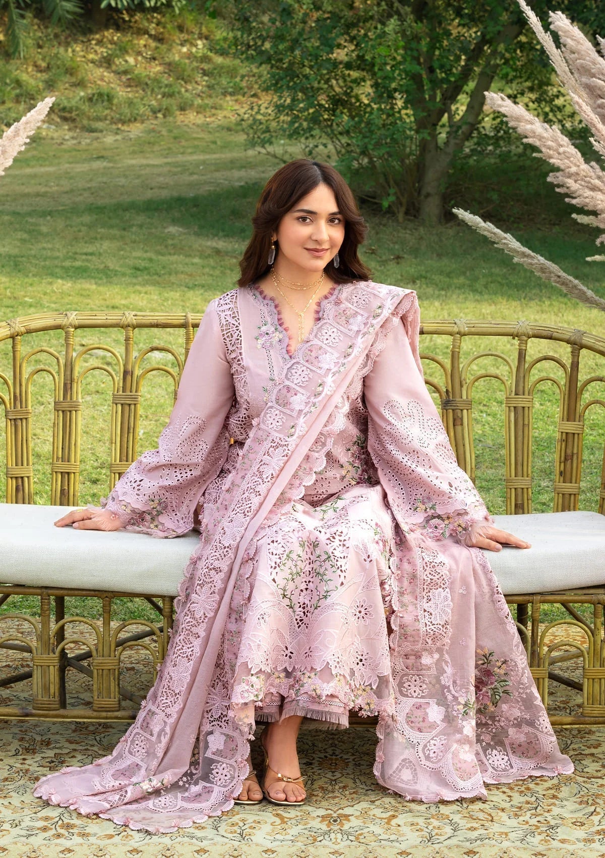 3-PC Unstitched Embroidered Luxury Lawn By Elaf Premium | ELY-4A