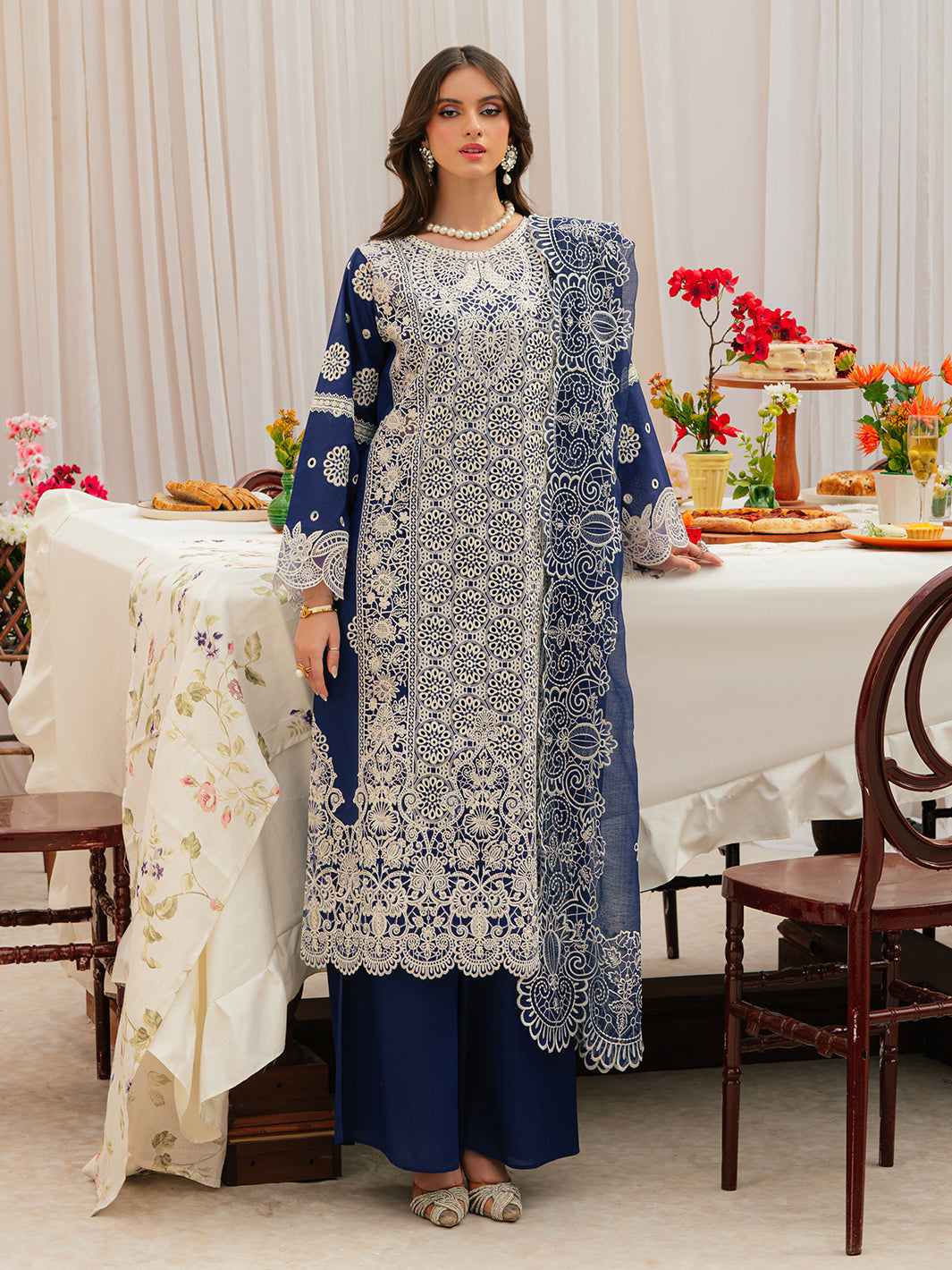 D-1 ELYSIUM | 3PC Unstitched Suit Luxury Lawn Allenura By Mahnur