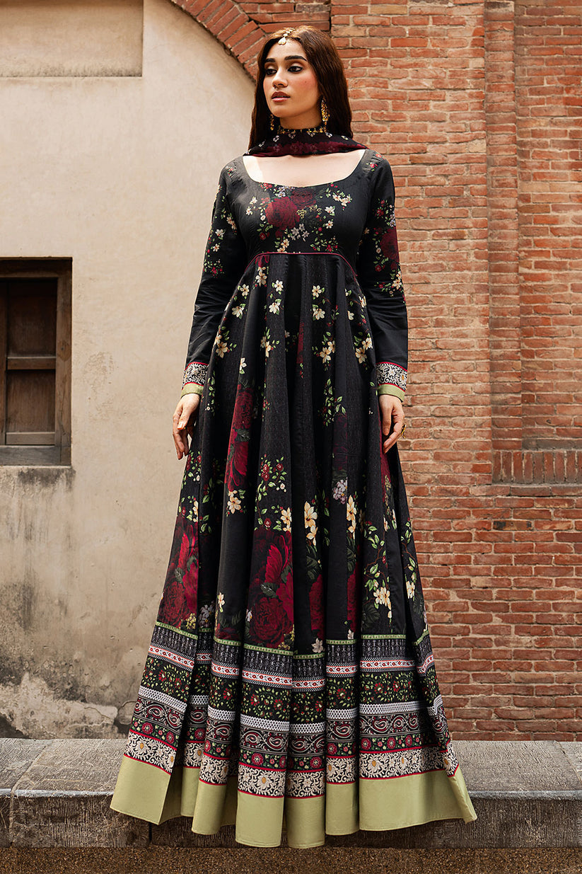 3-PC Unstitched Lawn Embroidered Ek Dopahar By Shagna | SP-106 (KALI RAAT)