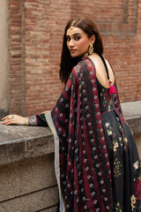 3-PC Unstitched Lawn Embroidered Ek Dopahar By Shagna | SP-106 (KALI RAAT)