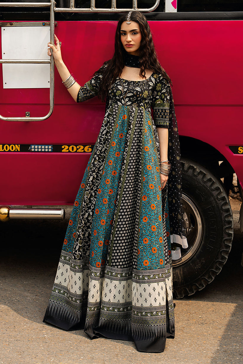 3-PC Unstitched Lawn Embroidered Ek Dopahar By Shagna | SP-102 (NIGHA)
