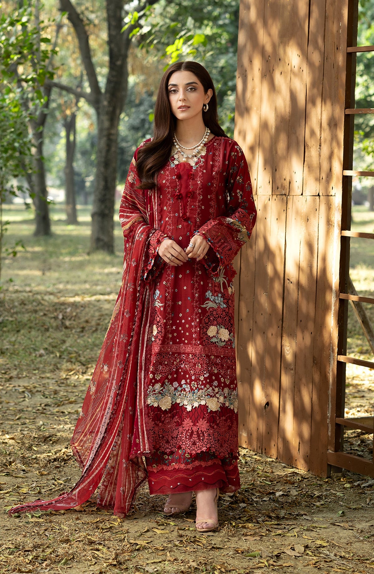 3-PC Unstitched Luxury Embroidered Chikankari By Elaf | ERC-1B