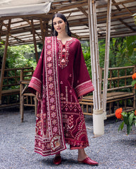 3-PC Unstitched Embroidered Karandi Symphony By Mushq | Emerald Glimmer