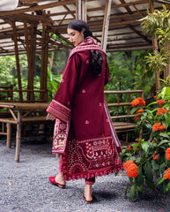 3-PC Unstitched Embroidered Karandi Symphony By Mushq | Emerald Glimmer