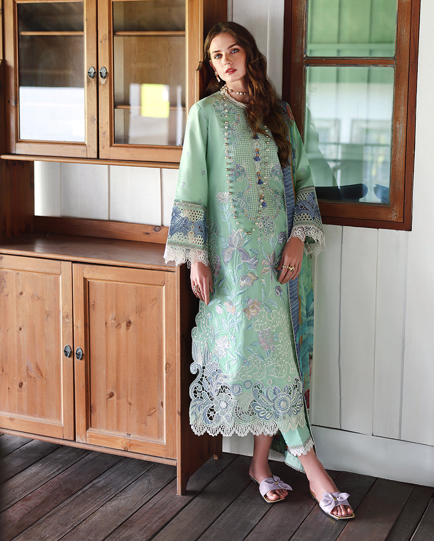 3-PC Unstitched Embroidered Lawn The Secret Garden By Mushq | Fernlore