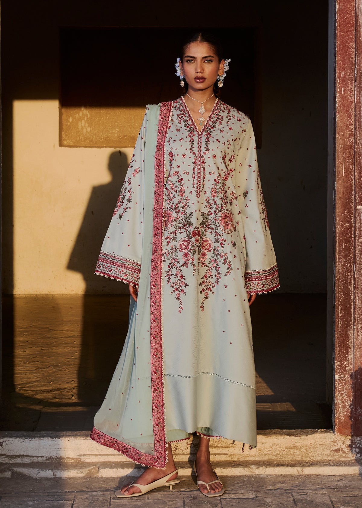 3-PC Unstitched Luxury Lawn By Hussain Rehar | Firuz