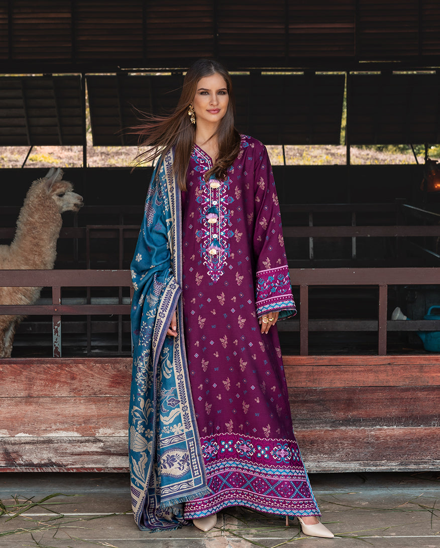 3-PC Unstitched Jacquard Viscose Broadway By Mushq | Florence Whisper