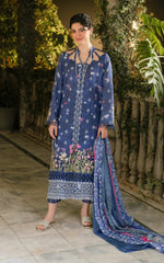 Azure Whisper - GKL-05 | 3Pc Unstitched Suit Embroidered Summer Gulkari By Asifa Nabeel