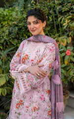 Blossom Zephyr - GKL-09 | 3Pc Unstitched Suit Embroidered Summer Gulkari By Asifa Nabeel