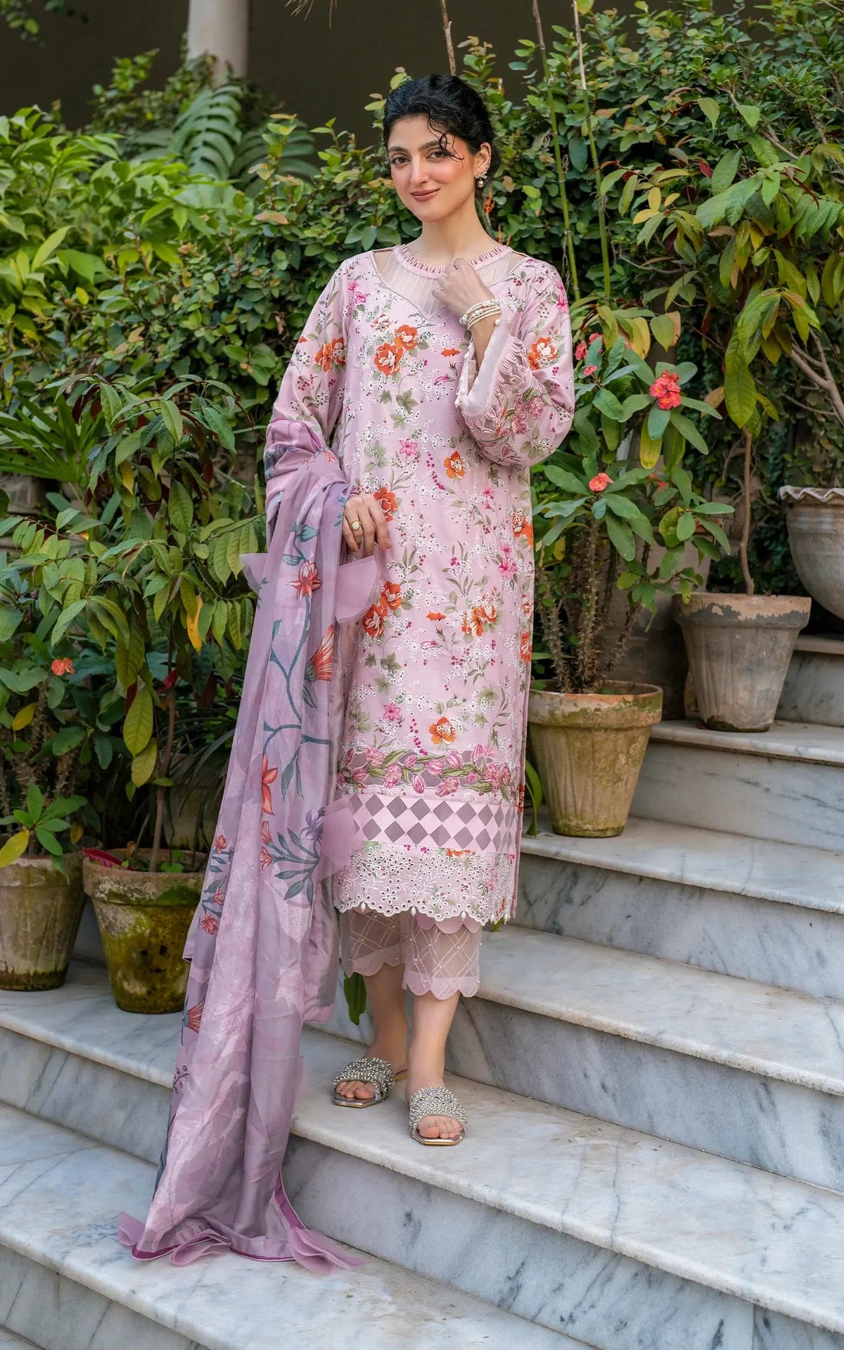 Blossom Zephyr - GKL-09 | 3Pc Unstitched Suit Embroidered Summer Gulkari By Asifa Nabeel
