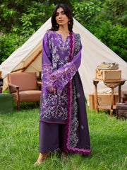 3-PC Unstitched Embroidered & Printed Khaddar Gardenia By Mahnur | GR-01