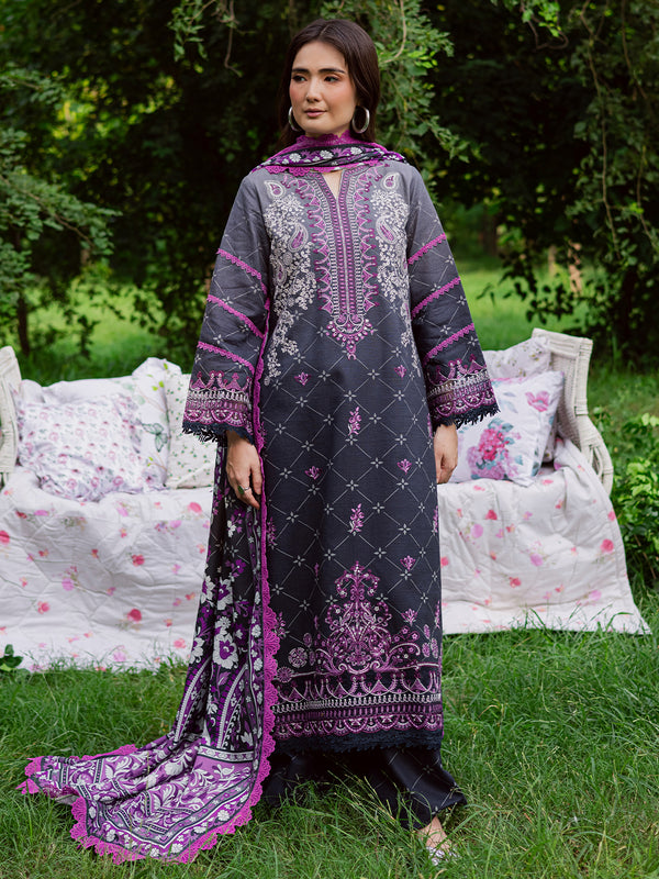 3-PC Unstitched Embroidered & Printed Khaddar Gardenia By Mahnur | GR-02