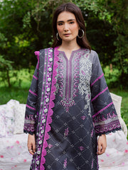 3-PC Unstitched Embroidered & Printed Khaddar Gardenia By Mahnur | GR-02