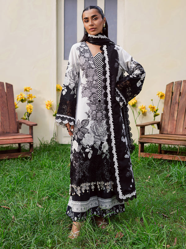3-PC Unstitched Embroidered & Printed Khaddar Gardenia By Mahnur | GR-05