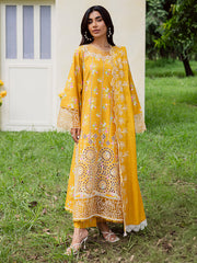 3-PC Unstitched Embroidered & Printed Khaddar Gardenia By Mahnur | GR-08