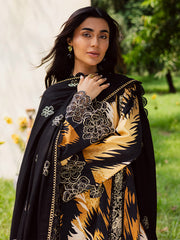 3-PC Unstitched Embroidered & Printed Khaddar Gardenia By Mahnur | GR-09