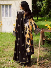 3-PC Unstitched Embroidered & Printed Khaddar Gardenia By Mahnur | GR-09