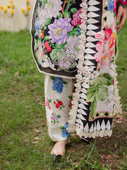 3-PC Unstitched Embroidered & Printed Khaddar Gardenia By Mahnur | GR-10