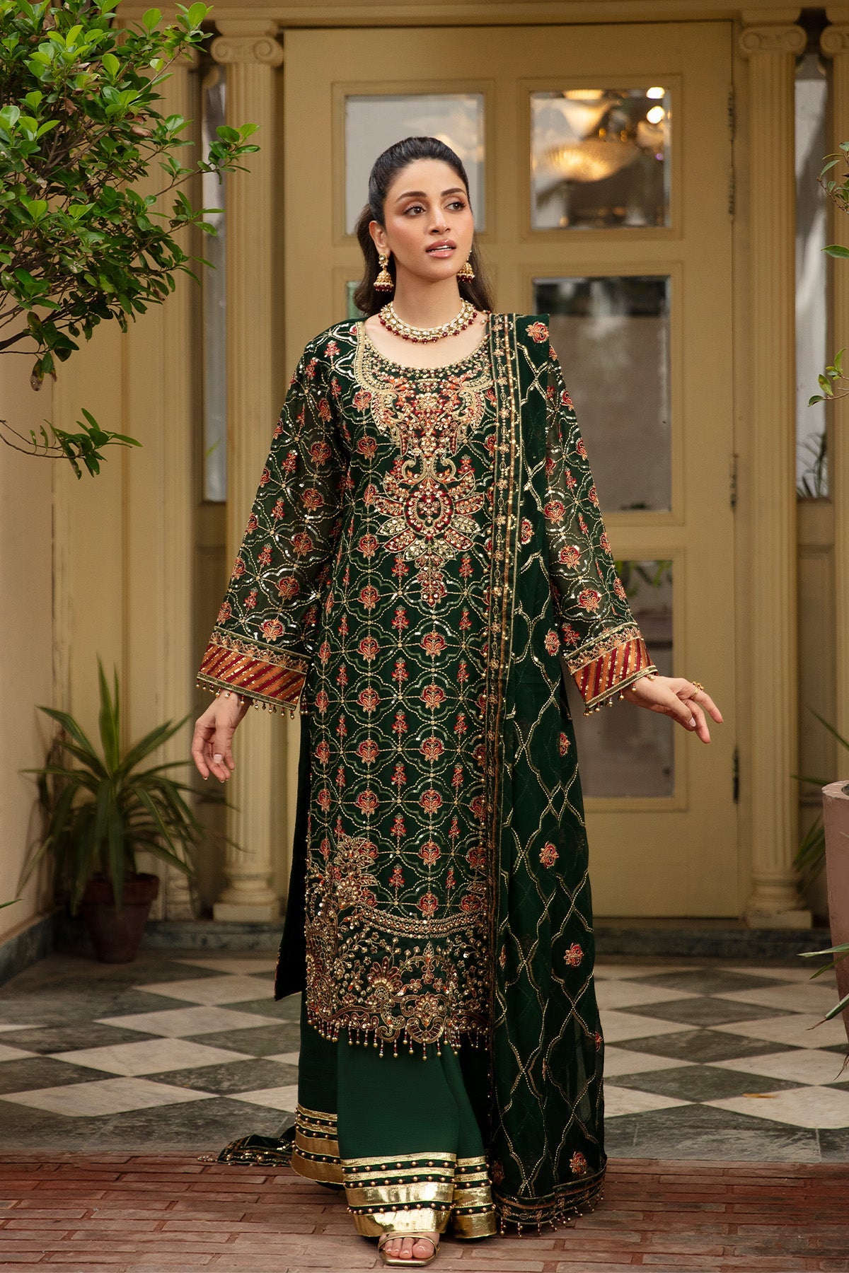 3-PC Unstitched Embroidered Suit Dehleez By Raeesa Premium | Dl 1038