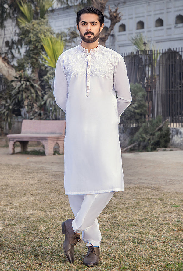 GZ-1401 | Semi-Stitched Summer White Series By Riwaj Men Swear