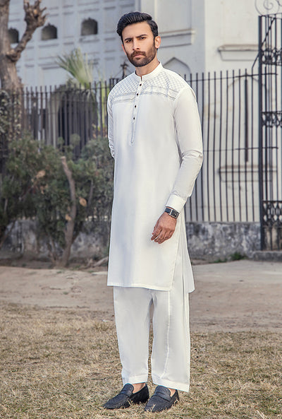 GZ-1407 | Semi-Stitched Summer White Series By Riwaj Men Swear