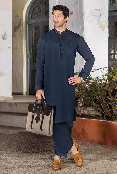 GZ-1436 | Semi-Stitched Summer Black & Blue Series By Riwaj Men Swear