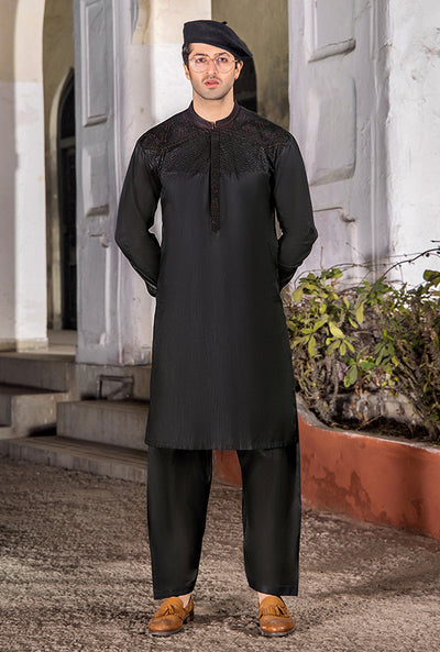 GZ-1437 | Semi-Stitched Summer Black & Blue Series By Riwaj Men Swear