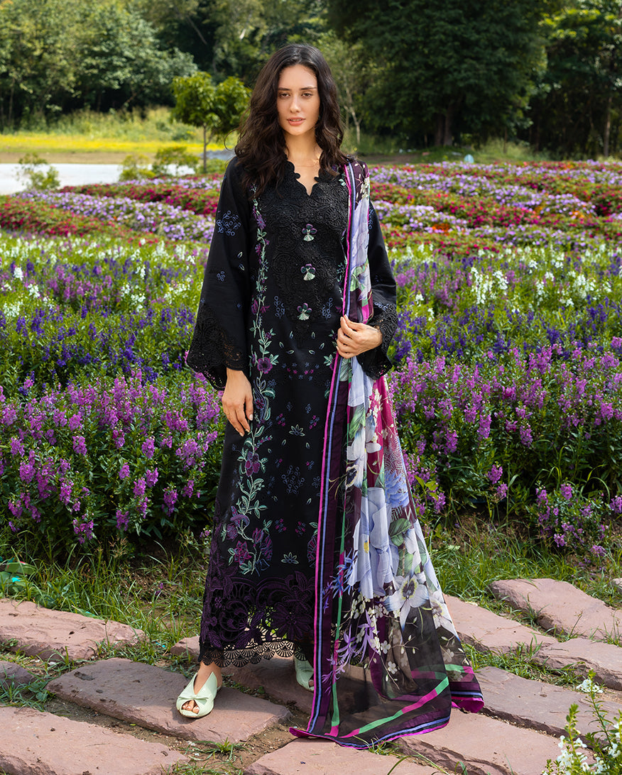 3-PC Unstitched Chikan Embroidered Lawn Hemline By Mushq | Garden Lullaby