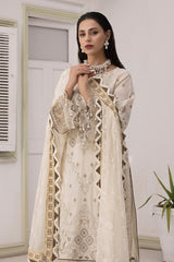 HL-07 Ivory | 3PC Unstitched Luxury Lawn Collection Kiamora By Raeesa Premium