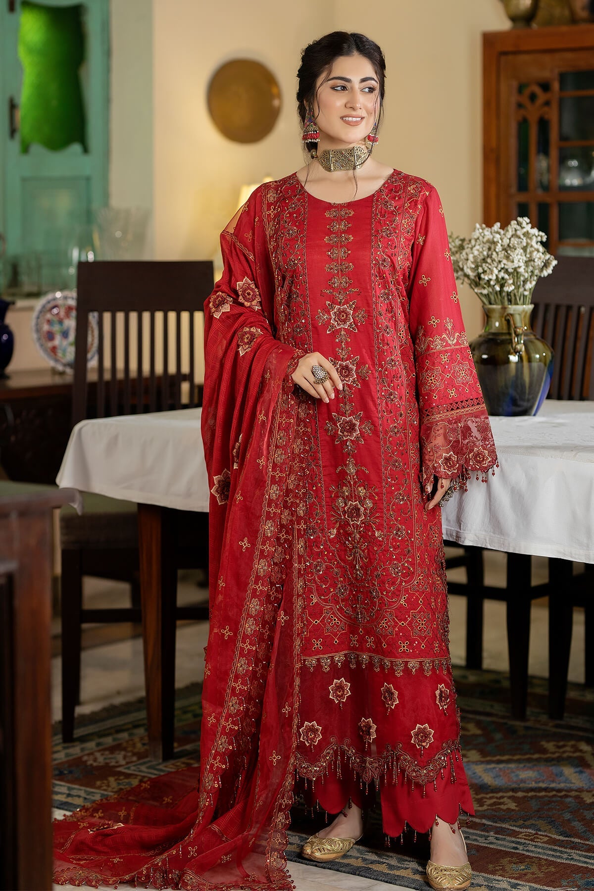 HL-15 Nora | 3PC Unstitched Suit Luxury Lawn Kimora By Raeesa Premium