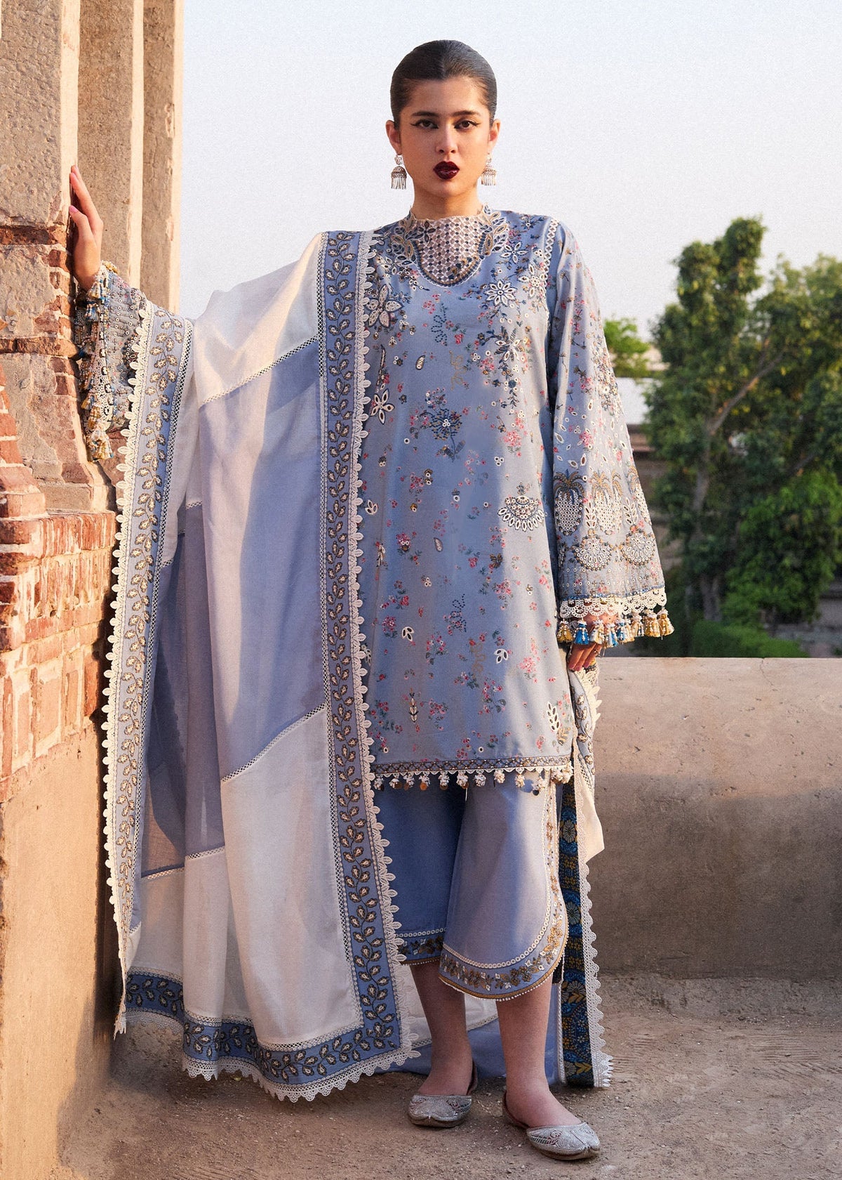 3-PC Unstitched Embroidered Lawn Nirmal By Hussain Rehar | Fira