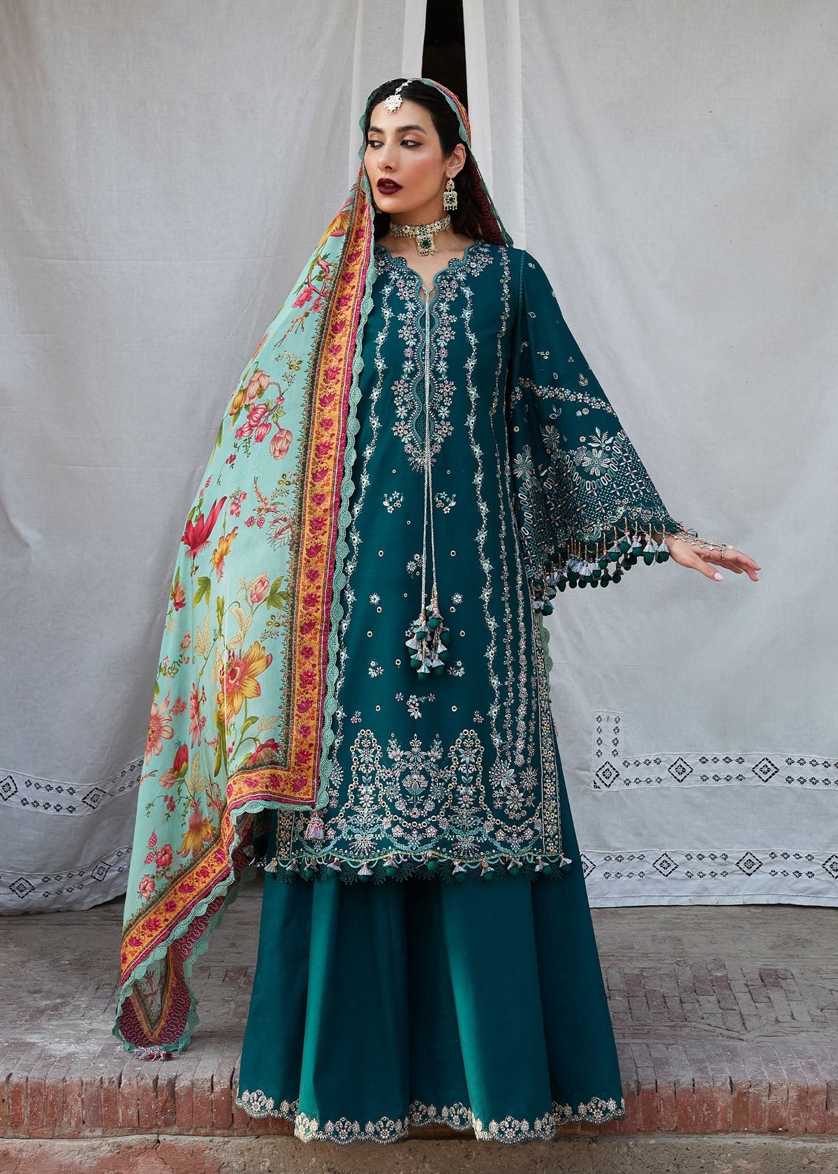 3-PC Unstitched Embroidered Lawn Nirmal By Hussain Rehar | Saher