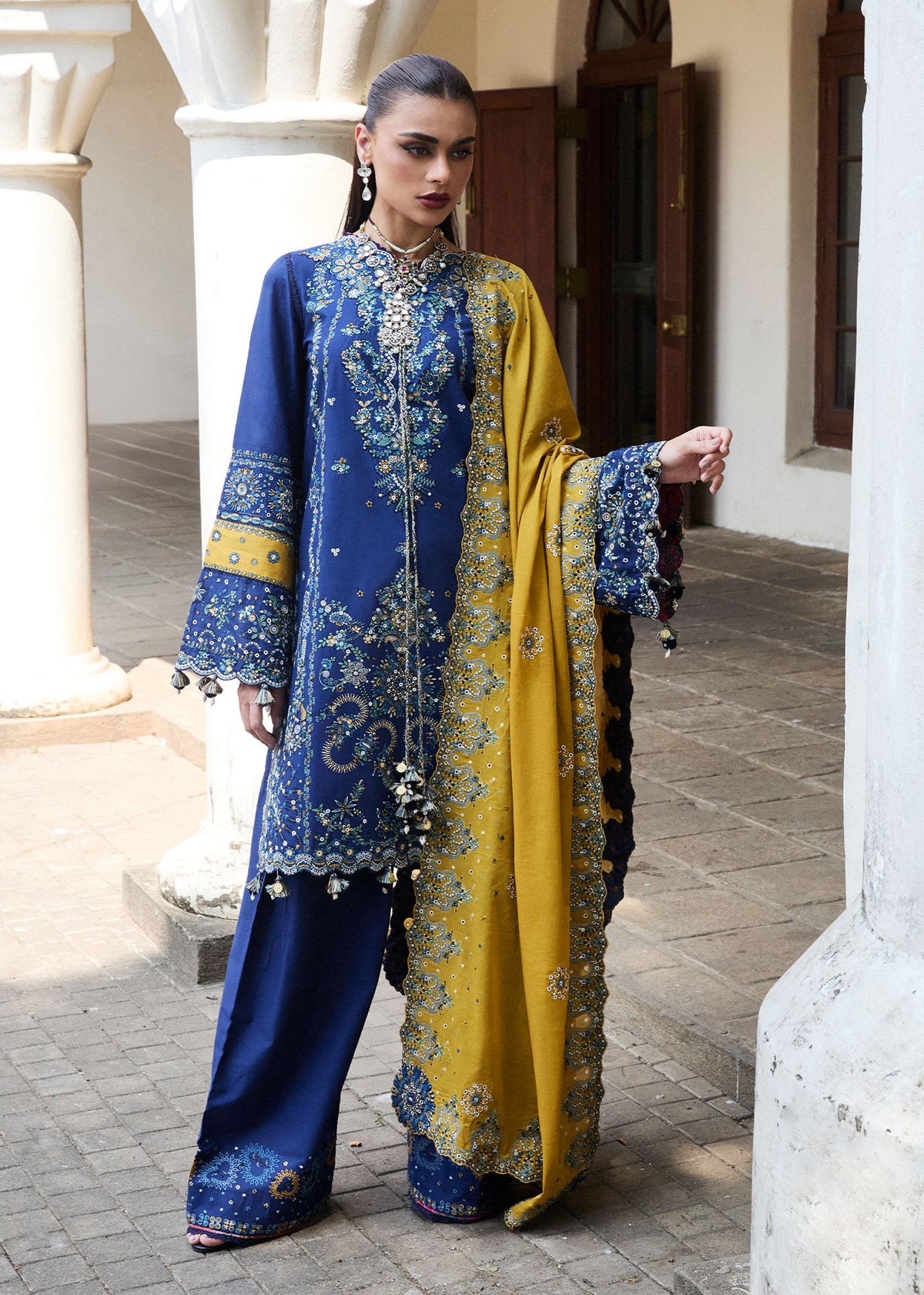 3-PC Unstitched Embroidered Luxury Lawn By Hussain Rehar | Riviera