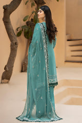 HS-22 Midnight Aqua | 3-PC Unstitched Luxury Swiss Lawn Kimora By Raeesa Premium