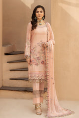 HS-23 Blush Pink | 3-PC Unstitched Luxury Swiss Lawn Kimora By Raeesa Premium