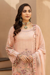 HS-23 Blush Pink | 3-PC Unstitched Luxury Swiss Lawn Kimora By Raeesa Premium