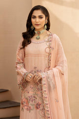 HS-23 Blush Pink | 3-PC Unstitched Luxury Swiss Lawn Kimora By Raeesa Premium