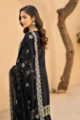 HS-27 Black | 3-PC Unstitched Luxury Swiss Lawn Kimora By Raeesa Premium