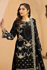 HS-27 Black | 3-PC Unstitched Luxury Swiss Lawn Kimora By Raeesa Premium