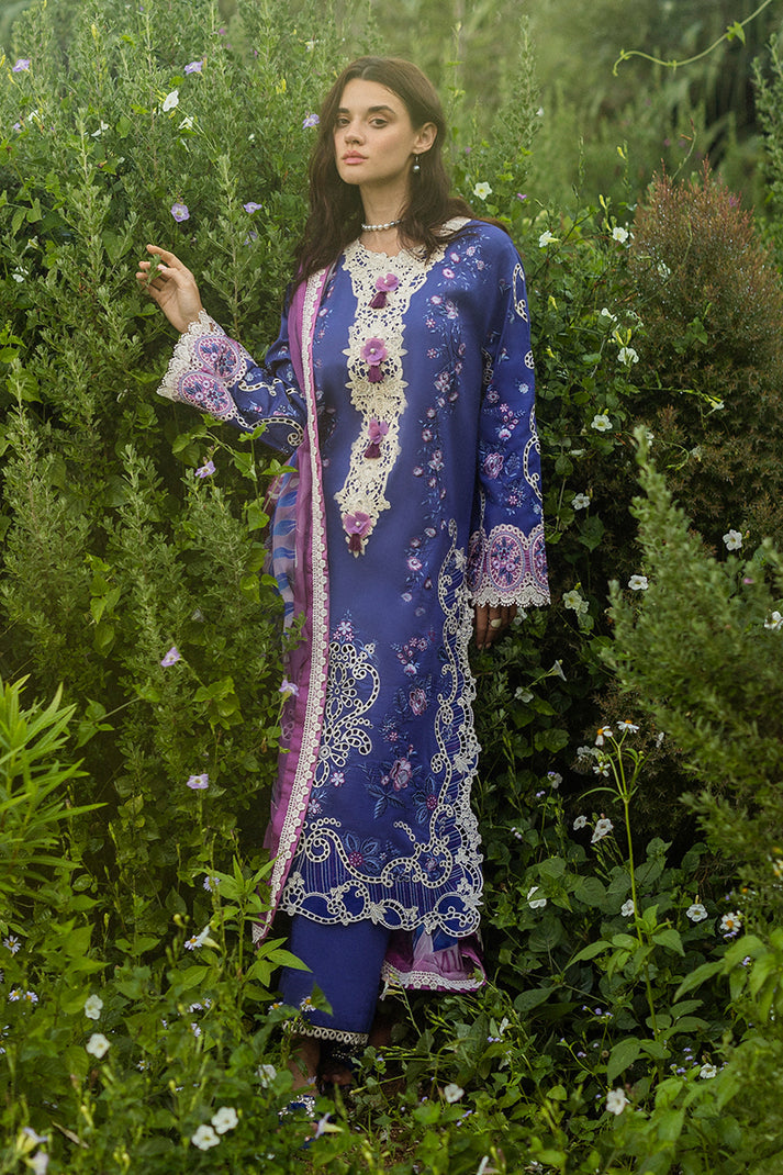 Unstitched 3-PC Chikan Embroidered Lawn Hemline Secret Garden By Mushq | Dreamisy Daisy