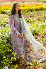 Unstitched 3-PC Chikan Embroidered Lawn Hemline Secret Garden By Mushq | Pixies Blossom