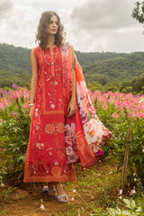 Unstitched 3-PC Chikan Embroidered Lawn Hemline Secret Garden By Mushq | Wanderlust Blooms