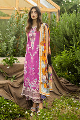 Unstitched 3-PC Chikan Embroidered Lawn Hemline Secret Garden By Mushq | Mystic Rose