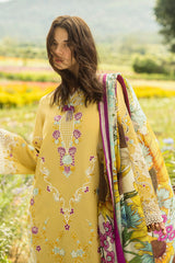 Unstitched 3-PC Chikan Embroidered Lawn Hemline Secret Garden By Mushq | Faded Sunflower