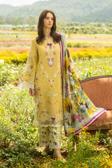 Unstitched 3-PC Chikan Embroidered Lawn Hemline Secret Garden By Mushq | Faded Sunflower