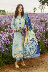 Unstitched 3-PC Chikan Embroidered Lawn Hemline Secret Garden By Mushq | Hidden Oasis
